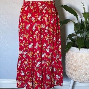 Rachel Zoe Vintage red ditzy floral skirt fairy vacation beach boho coastal